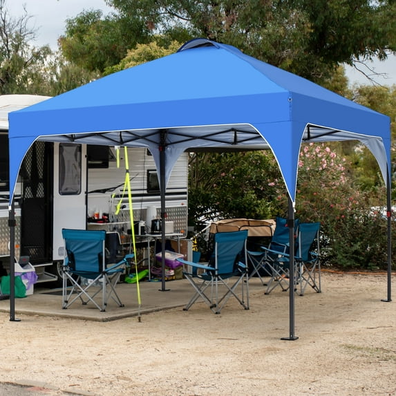 Ainfox 10'x10' Pop Up Canopy Tent, Easy-Setup Gazebo, Outdoor Canopy with 3 Adjustable Heights for Events, Parties, Camping, Blue