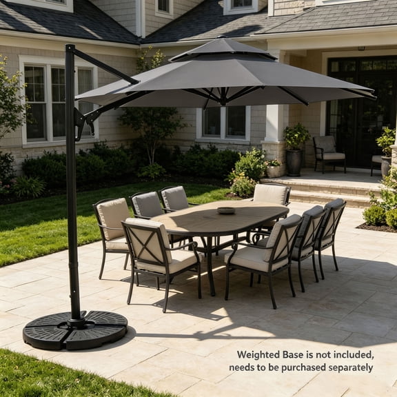 Ainfox 10ft Double Top Offset Cantilever Patio Umbrella, 360° Rotatable Hanging Sun Shade, UPF 50+ Fade & Weather Resistant Heavy-Duty Outdoor Umbrella with Cross Base,Gray