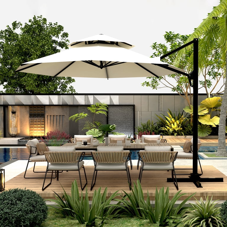 10ft outdoor patio sun shade umbrella cantilever Domi 10'x10' Umbrella, Aluminum Windproof with 360Rotation, Square Offset Umbrella for Outside Deck Backyard Garden Pool, Gray : Patio, Lawn & Garden a premium offset patio umbrella engineered for superior shade coverage 10 ft Cantilever Patio Umbrella