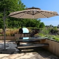 thumbnail image 1 of Ainfox 10ft Double Top Heavy-Duty Patio Cantilever Umbrella with lights and Cross Base, Outdoor Large Offset Hanging Aluminum Rotation Sun Shade Solar Umbrella with 360°Rotation Adjustable,Khaki, 1 of 10