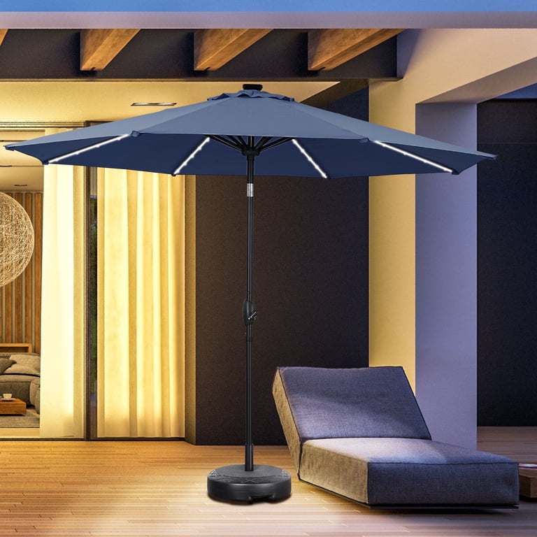 10 ft patio umbrellas blue COBIZI 10ft Offset Hanging Market Umbrella with Easy Tilt Adjust Use it for any occasion The LED Swilt - Sunbrella