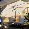 thumbnail image 1 of Ainfox 10ft Patio Umbrella Outdoor Solar Powered with LED Lights,One Center Light and 8 Sturdy Ribs,Khaki, 1 of 10
