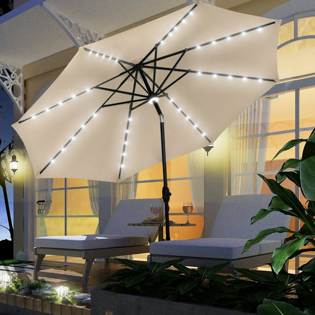 Ainfox 10ft Patio Umbrella Outdoor Solar Powered with 40 LED Lights,One