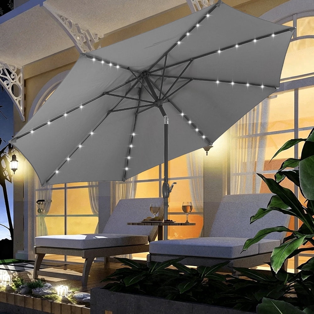 10 patio umbrella with led lights under 100 Yescom Battery-powered Remote for 9-10ft 8-Rib(4.75ft) the bottom of the cross metal ensures the stability and balance of the umbrella and prevents the umbrella from tilting even in windy weather Costway 10 FT Solar Patio