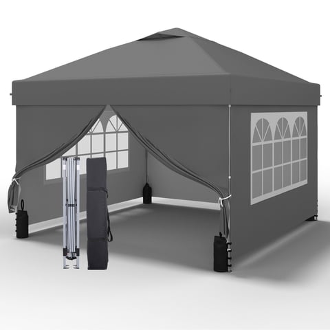 Ainfox 10'x10'Pop Up Canopy Tent 4 Removable Walls Windproof UV Shelter Outdoor,Gray
