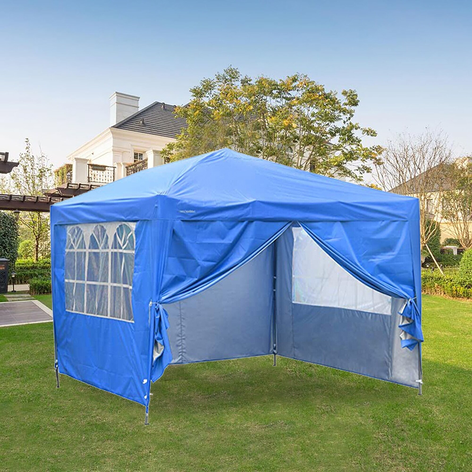 Ainfox 10x10ft Outdoor Pop Up Canopy Tent with 4 Removable Sides and