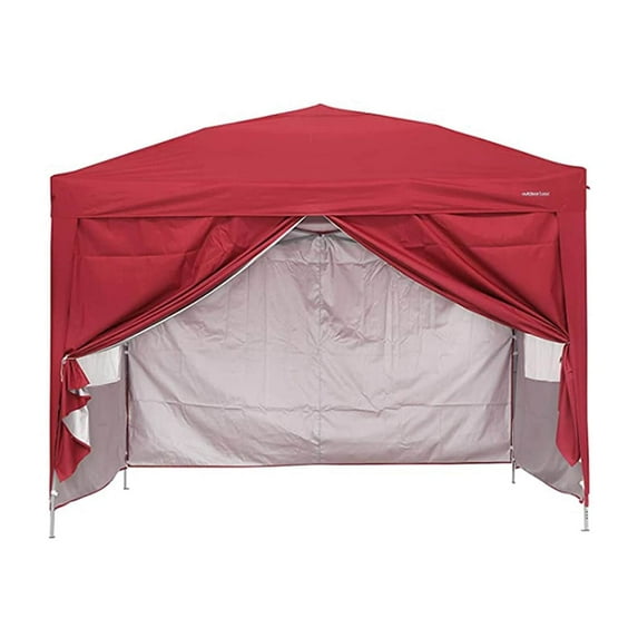 Ainfox 10x10ft Outdoor Pop Up Canopy Tent with 4 Removable Sides and Carrying Bag Red