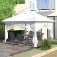 thumbnail image 1 of Ainfox 11x11 ft Outdoor Patio Pop Up Canopy Gazebo with Heavy Duty Frame, Mosquito Netting & UV Protection,White, 1 of 9