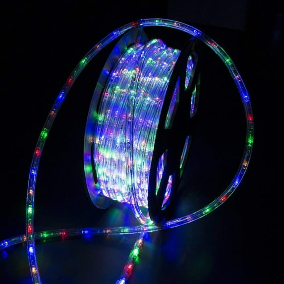 Ainfox 110V 100 Ft. 2 Wire Led Rope Lights Strip Christmas Lights Waterproof Indoor Outdoor Use for Backyard Party Christmas Thanksgiving Decoration(Colorful)