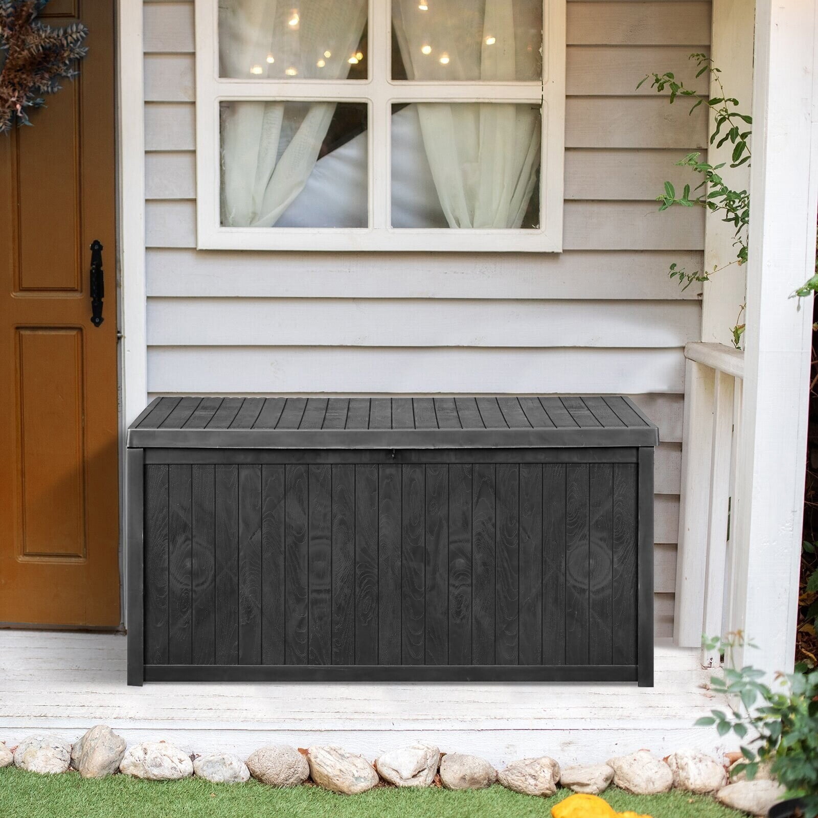 Ainfox 113 Gallon Outdoor Storage Box Patio Storage Container Black