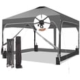 thumbnail image 1 of Ainfox 12x12 One-Push Pop up Canopy Tent with Transparent PVC Sidewalls,Instant Outdoor Shade Gazebos with Weighted Sandbags,Gray, 1 of 10