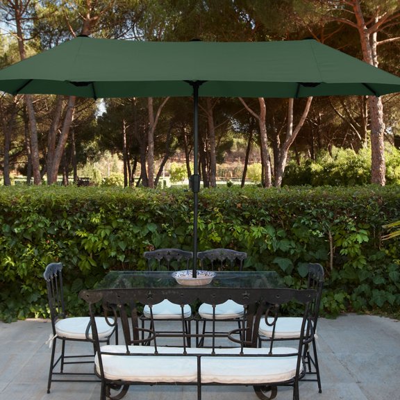 Ainfox 13ft Large Patio Umbrella, Outdoor Double-Sided Rectangle Market Heavy Duty Umbrellas without Base, Green