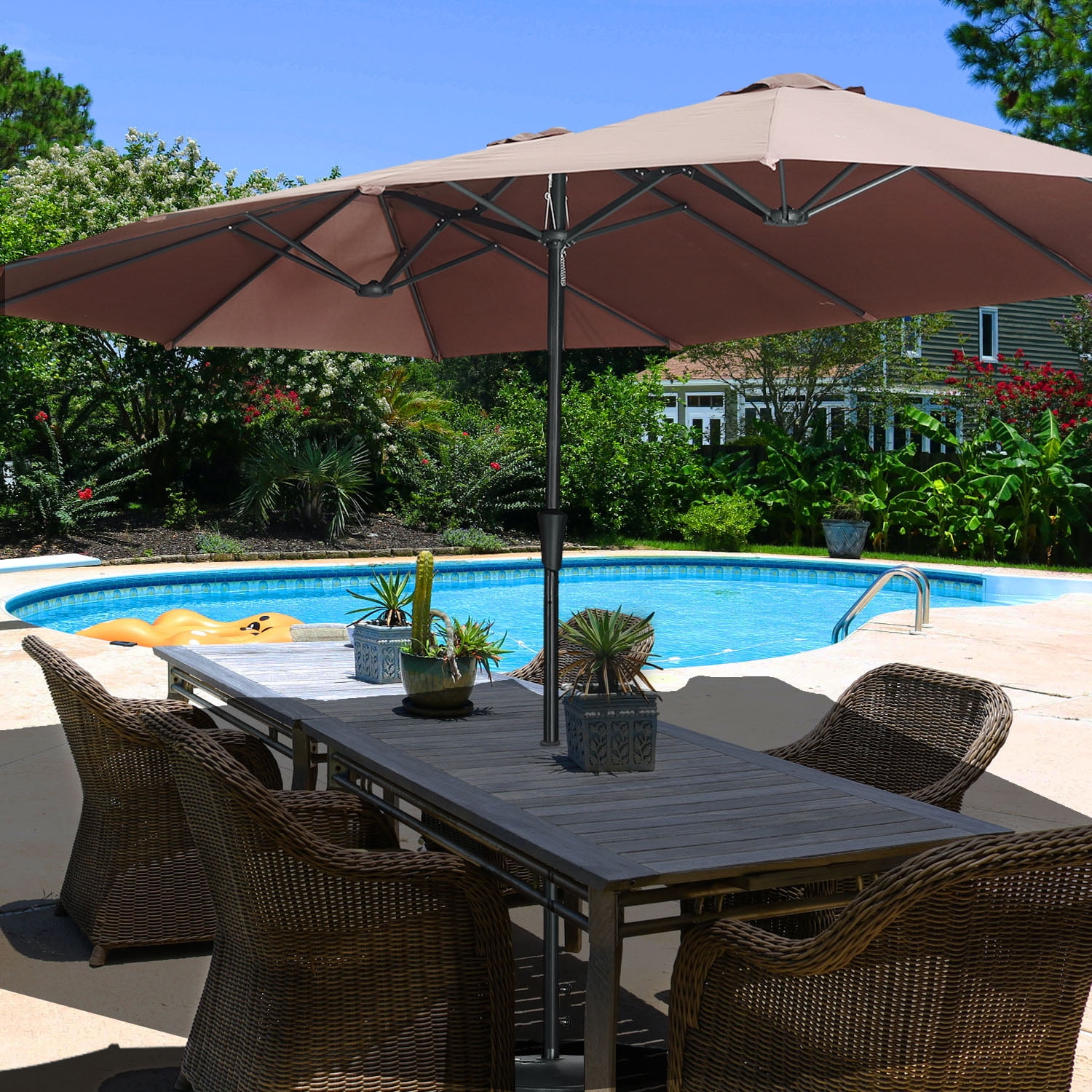 Ainfox 15ft DoubleSided Patio Umbrella Outdoor Market Umbrella Large