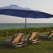 Ainfox 15ft Patio Umbrella Double-Sided Outdoor Market Umbrella Extra Large Sunbrella Umbrellas with Crank Air Vents and Crank(Navy Blue)