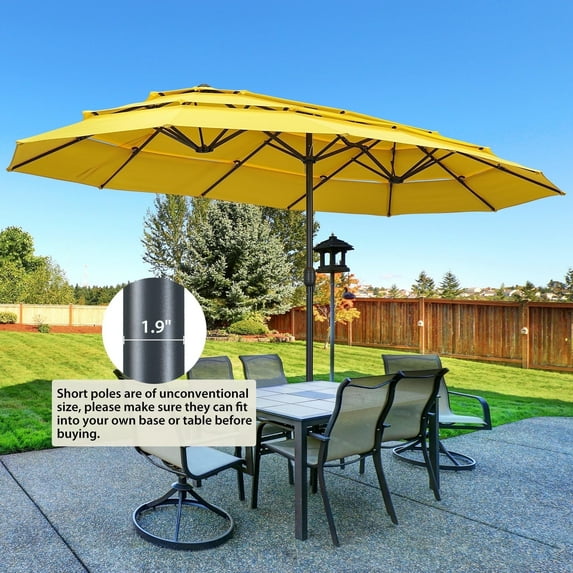 Ainfox 15ft Large Patio Umbrella, 3-Tiers Outdoor Double-Sided Rectangle Market Heavy Duty Umbrellas, Yellow