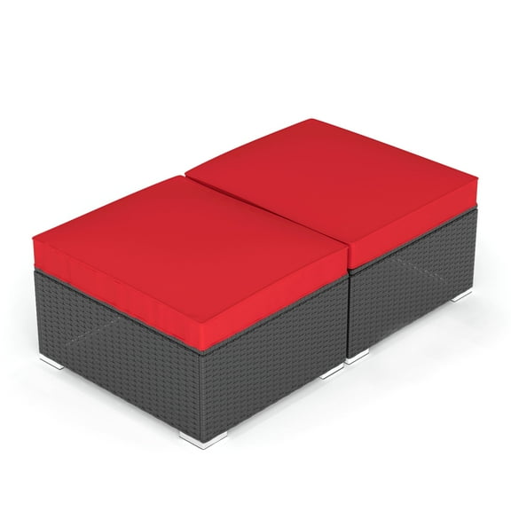 Ainfox 2 Pcs Outdoor Patio Furniture Ottoman on Clearance, Red