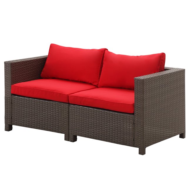Ainfox 2 Pcs Outdoor Patio Furniture Sofa Set Clearance, Red