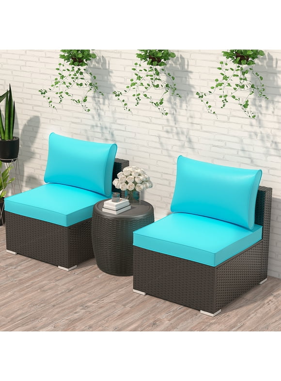 Ainfox 2 Pcs Outdoor Patio Furniture Sofa Set on Clearance,Blue