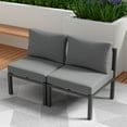 thumbnail image 1 of Ainfox 2 Pieces Aluminum Patio furniture Set, Outdoor Sectional Sofa with 2 Middle Chairs, Grey, 1 of 8
