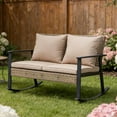 thumbnail image 1 of Ainfox Outdoor Rocking Loveseat High-back Rattan Wicker Patio Rocking 2-Seater Chair, Beige, 1 of 7
