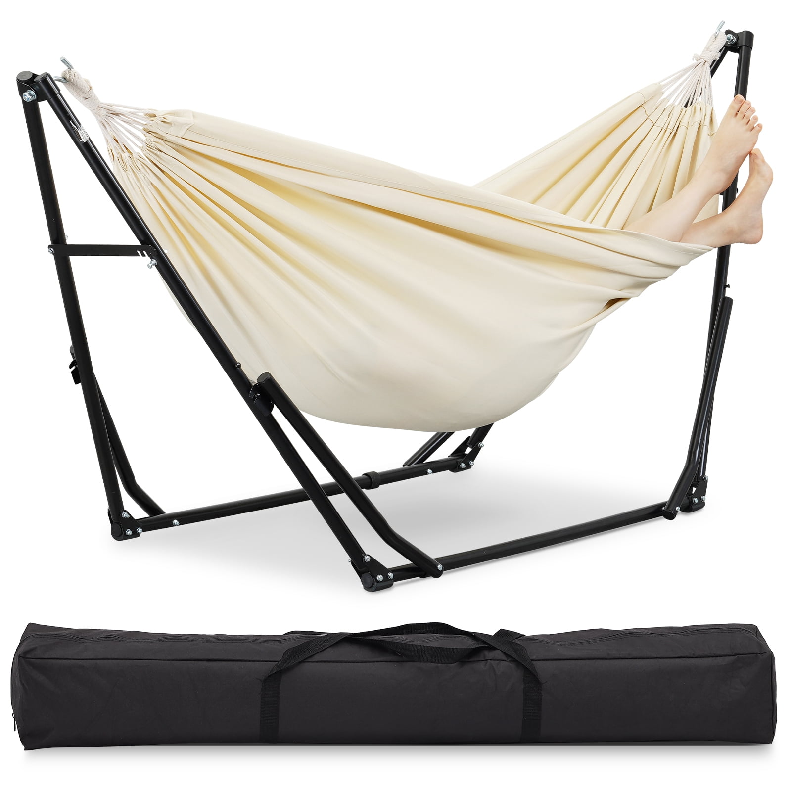 Ainfox 2 in 1 Hammock and Swing Chair with Stand, 550 lbs Capacity，Beige