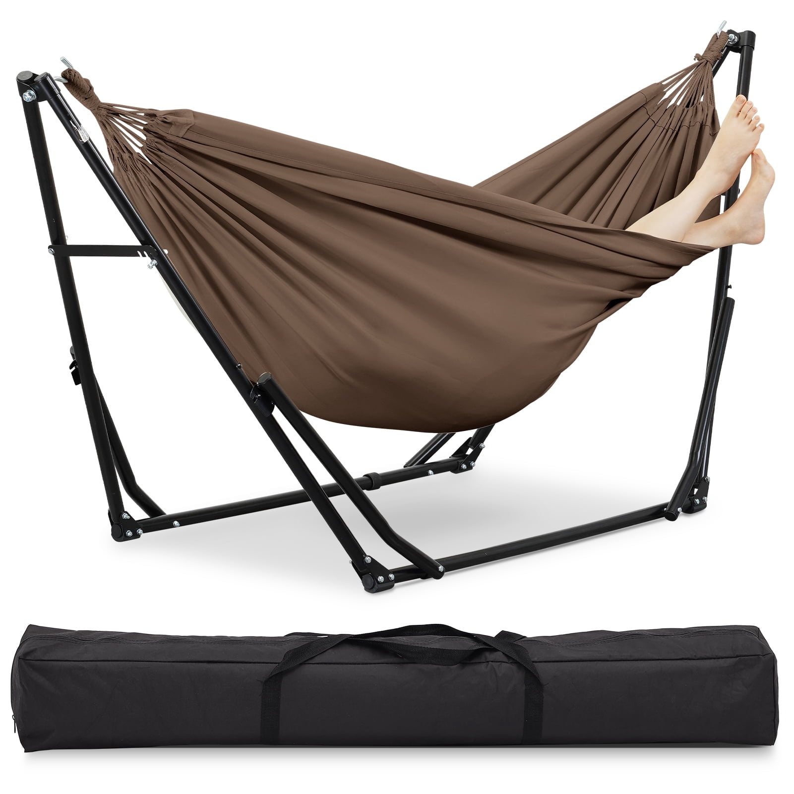 Ainfox 2 in 1 Hammock and Swing Chair with Stand, 550 lbs Capacity，Brown