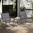 thumbnail image 1 of Ainfox 3 Piece Gray Patio Bistro Set, Outdoor Rocking Chairs with Glass Coffee Table, Gray Steel Frame Furniture for Balcony Porch Garden, 1 of 6