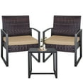 thumbnail image 1 of Ainfox 3 Piece Balcony Bistro Set, Outdoor Furniture with Wicker Rattan Chairs and Coffee Table, Brown, 1 of 10