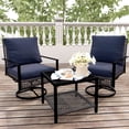 thumbnail image 1 of Ainfox Premium Patio Swivel Bistro Set,3-Piece Ourdoor Furniture Set,Wicker Rattan Coversation Rocking Chairs w/Glass Top Table & Cushions,Grey, 1 of 11