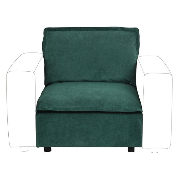 Ainfox 35" W Cloud Modular Sectional Sofa for Living Room, Modern Deep Seat Comfy Couch, Corduroy Rainbow Upholstered, Armless Chair Module(Green)