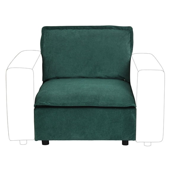 Ainfox 35" W Cloud Modular Sectional Sofa for Living Room, Modern Deep Seat Comfy Couch, Corduroy Rainbow Upholstered, Armless Chair Module(Green)