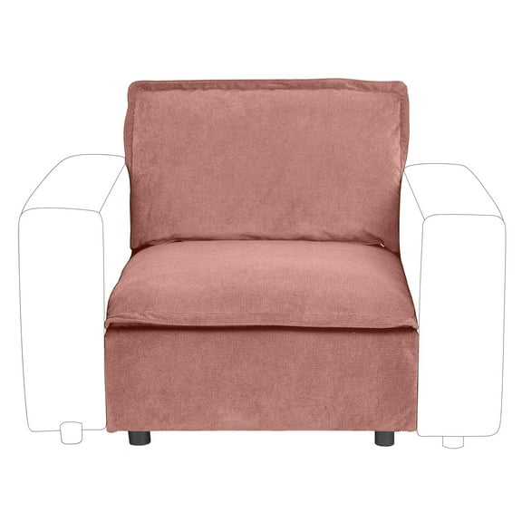 Ainfox 35" W Cloud Modular Sectional Sofa for Living Room, Modern Deep Seat Comfy Couch, Corduroy Rainbow Upholstered, Armless Chair Module(Pink)