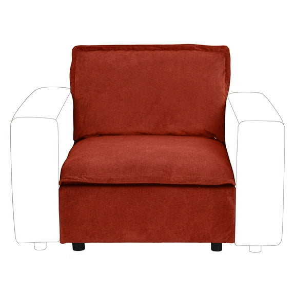 Ainfox 35" W Cloud Modular Sectional Sofa for Living Room, Modern Deep Seat Comfy Couch, Corduroy Rainbow Upholstered, Armless Chair Module(Red)