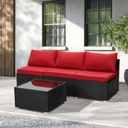Ainfox 4 Pcs Outdoor Patio Furniture Sofa Set on Clearance, Red