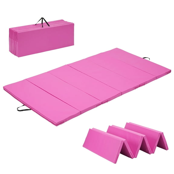 Ainfox 2 Inch 6 Folding PU Panel 4'x8' Pink Gymnastics Gym Mat
