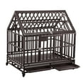 thumbnail image 1 of Ainfox 42 inch Heavy Duty Dog Crate, Indestructible Dog Crates for Medium Dogs, Escape Proof Dog cage Kennel with Lockable Wheels, for Home, Indoor&Outdoor (Square Tube-Brown), 1 of 4