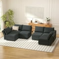 thumbnail image 1 of Ainfox 6 Piece Upholsterd Storage Modular Couch Set, Reversible Sleeper Couches, Modular Sectional Sofas Seats Dark Gray, 1 of 8