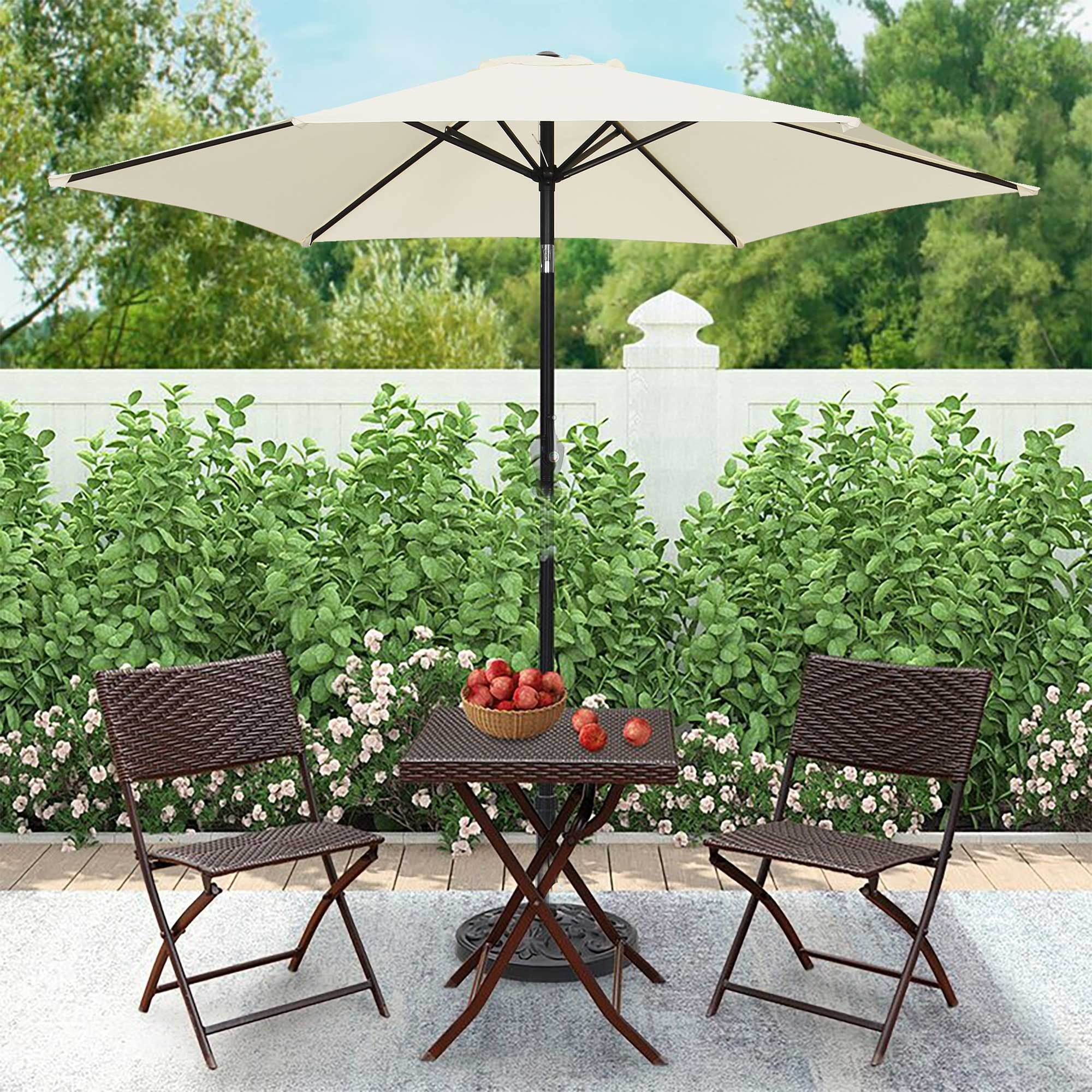 Beige 7.5ft Hexagonal Outdoor Patio Umbrella with Crank Lift Tilt