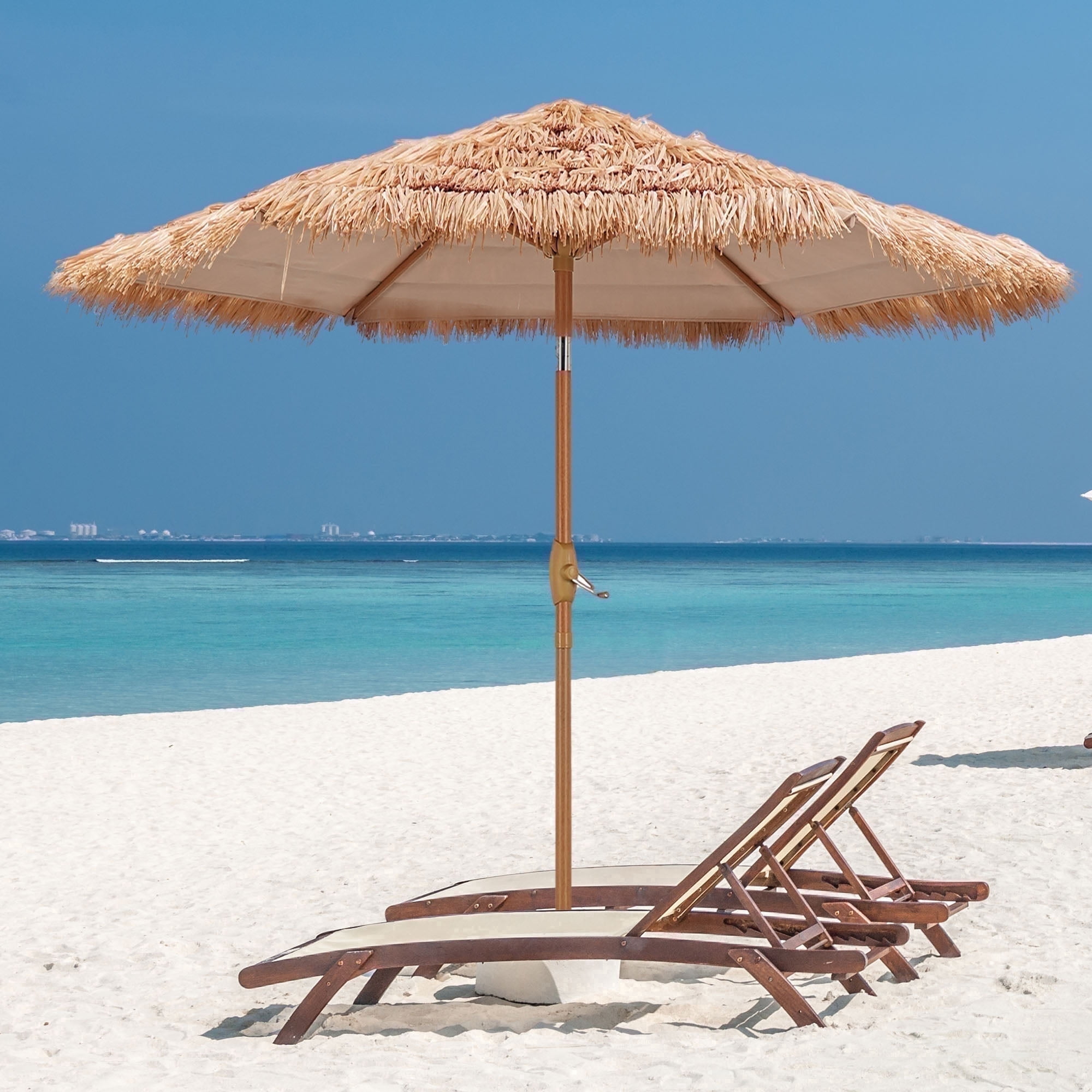 hawaiian style beach patio umbrella Tangkula 8Ft Tiki Umbrella, Outdoor PE Grass Umbr – tangkula The canopy can tilt to the left or right Tangkula 10 ft Thatched Patio