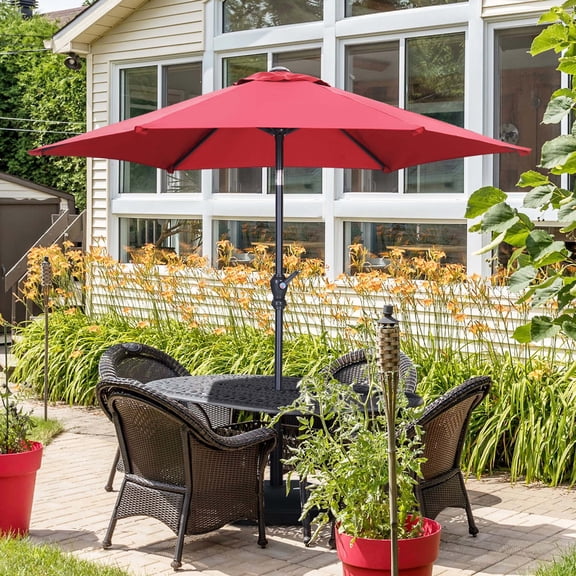 Ainfox 7.5ft Patio Umbrella Outdoor Portable Table Market Umbrella with Push Button Tilt/Crank Waterproof UV-proof, Burgundy