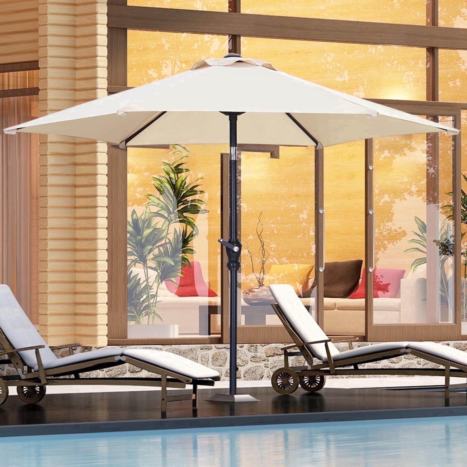 ainfox patio umbrella 9ft Outdoor with Base Includes 1 x 10ft patio umbrella Ainfox 7.5ft Patio Umbrella, Push