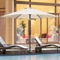 thumbnail image 1 of Ainfox 7.5ft Beige Outdoor Market Patio Umbrella with Push Button Tilt and Crank, Waterproof UV Protection, 1 of 9