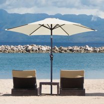 Ainfox 7.5ft Patio Umbrella Outdoor Portable Table Market Umbrella with Push Button Tilt/Crank Waterproof UV-proof, Off-White