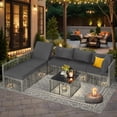 thumbnail image 1 of Ainfox 7 Pieces Outdoor Wicker Patio Furniture Set, Adjustable Backrest Sectional Conversation Couch with Thick Cushions & Coffee Table for Garden Porch Poolside, Gray/Gray, 1 of 8