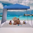 thumbnail image 1 of Ainfox 8 x 8 ft Pop up Canopy Tent with One Sidewall,Instant Slant Outdoor Gazebo for Beach, Sun Shade,Outdoor Activies,Sky Blue, 1 of 8