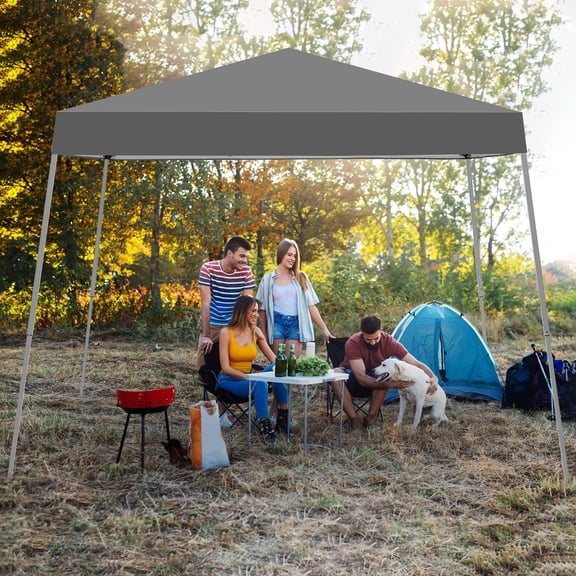 Ainfox 8 x 8 ft Pop up Canopy Tent, Instant Slant Outdoor Gazebo for Beach, Sun Shade,Outdoor Activies,Gray