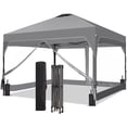 thumbnail image 1 of Ainfox 8x8 Ft One Push Pop-up Canopy Tent with Transparent PVC Sidewalls, Instant Outdoor Shade Gazebos with Weighted Sandbags,for Patio,Backyard,Garden,Party,Gray, 1 of 8