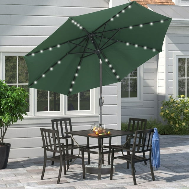 Ainfox 9ft Dark Green Patio Umbrella, UV Water-Resistant Fabric