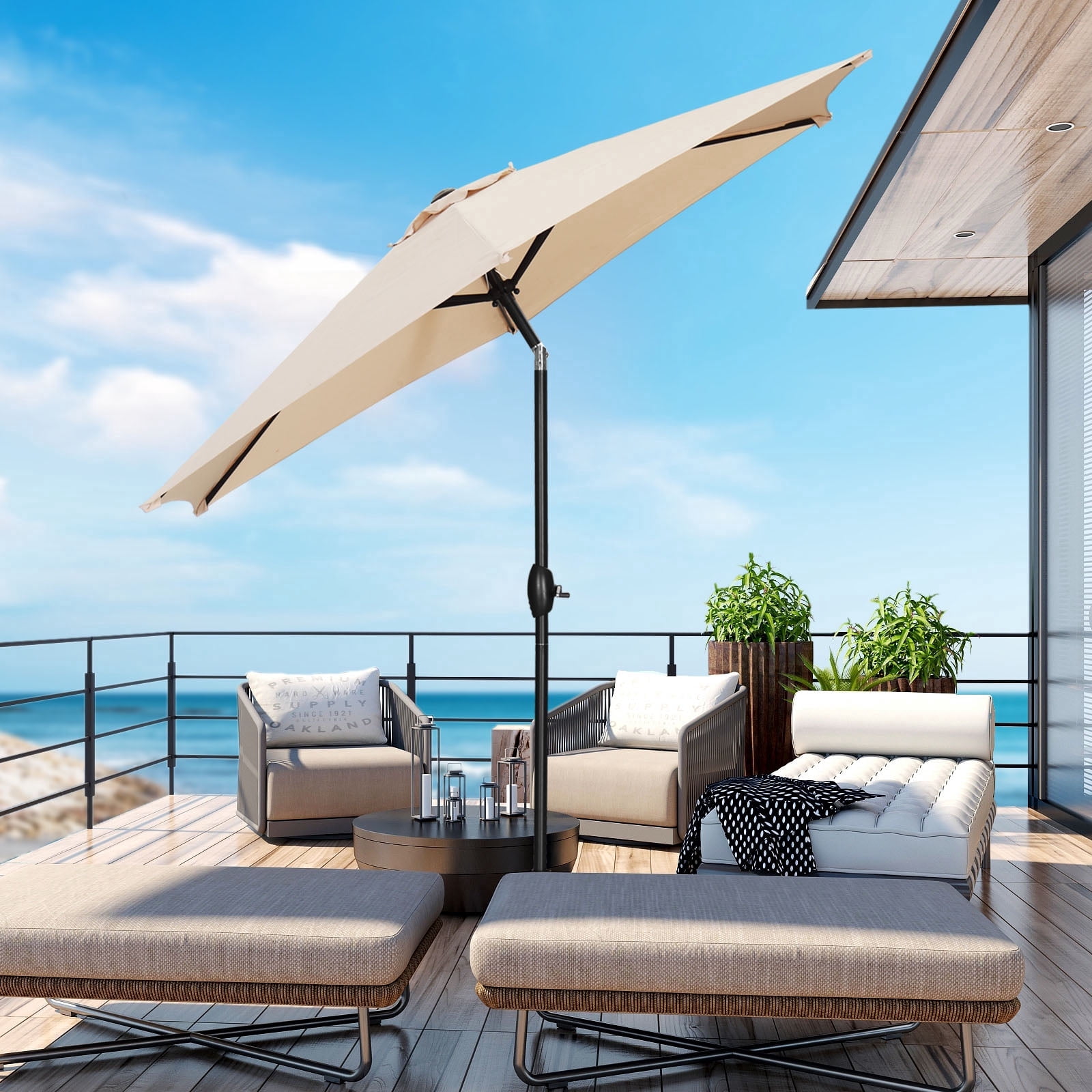 Ainfox 9 foot patio umbrella displayed at Walmart