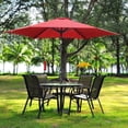 thumbnail image 1 of Ainfox 9ft Patio Umbrella Outdoor Portable Table Market Umbrella with Push Button Tilt/Crank Waterproof UV-proof, Burgundy, 1 of 7